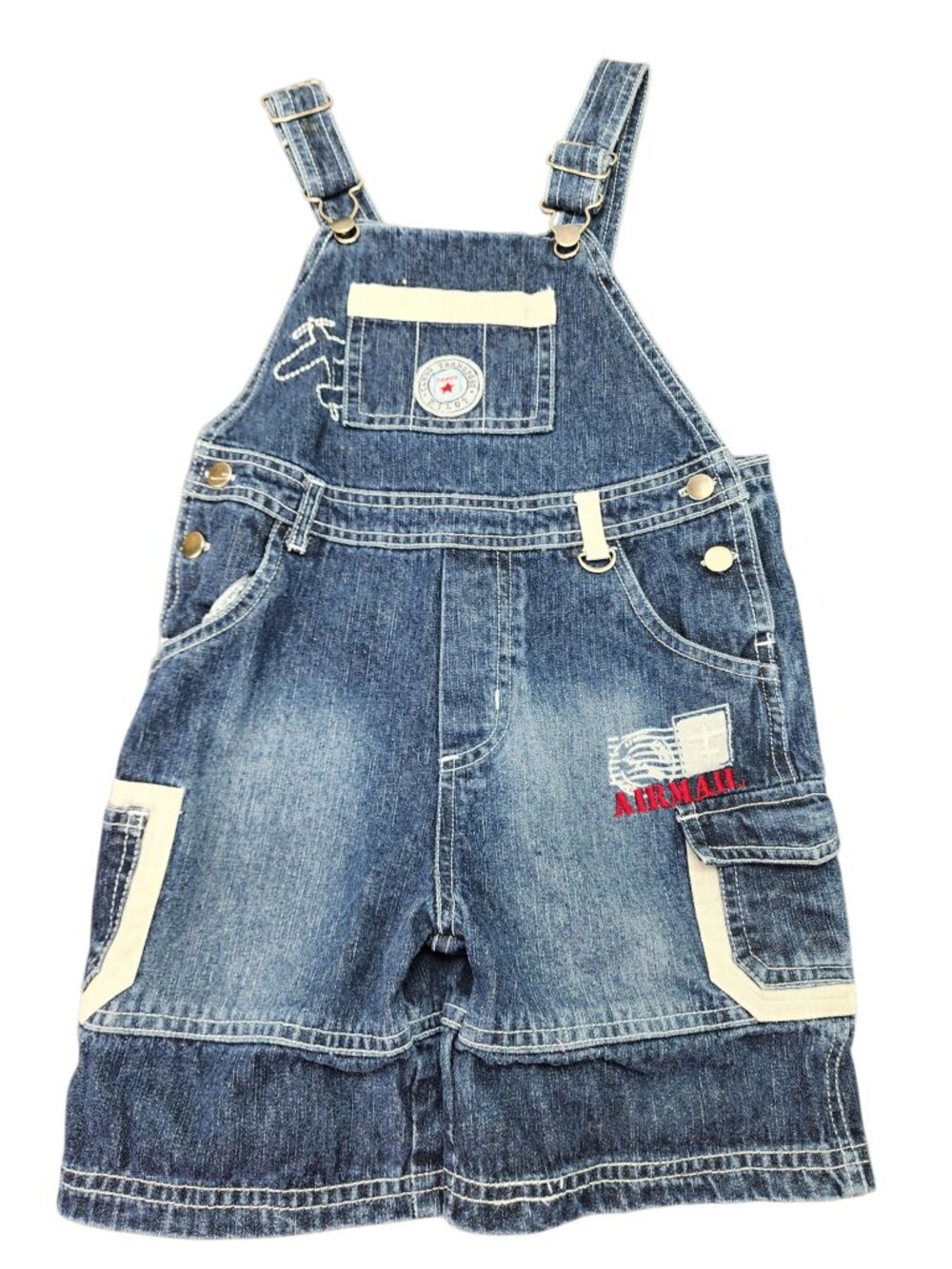 Baby Headquarters Denim Embroidered Overalls Boys Size 3T Airplane